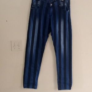 Black & Blue Striped Jeans from Lip Service